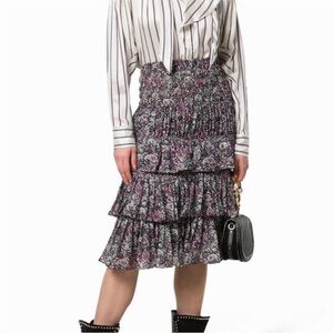 Isabel Marant Floral Tiered Silk Skirt